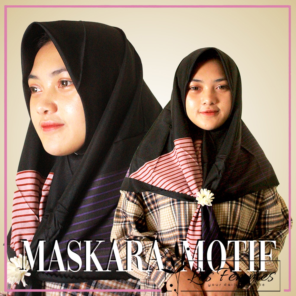 Hijab muslimah segi empat maskara motif