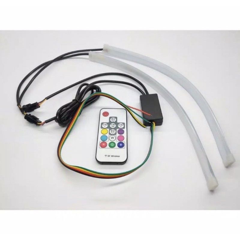 lampu alis rgb drl flexibel slim rgb remote rubah warna 30cm 60cm nmax pcx mobil lexi adv semua motr