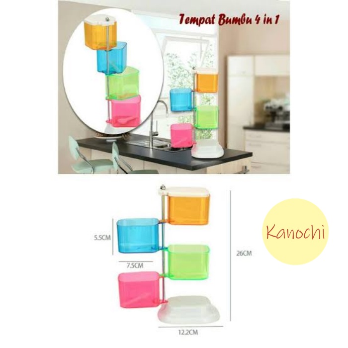 Tempat Bumbu Dapur Rak Set isi Seasoning Spice Box Botol Holder 4 In 1