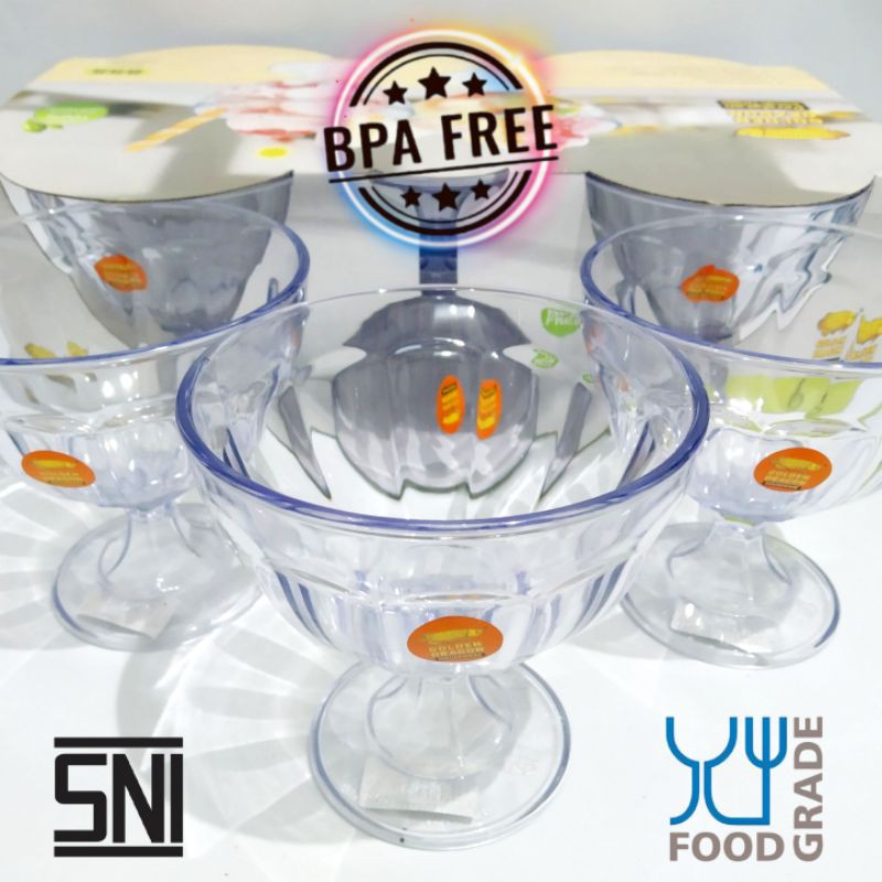 Gelas Melamin Bening Gelas Es Teler Golden Dragon ½ lusin (isi 6 pcs)