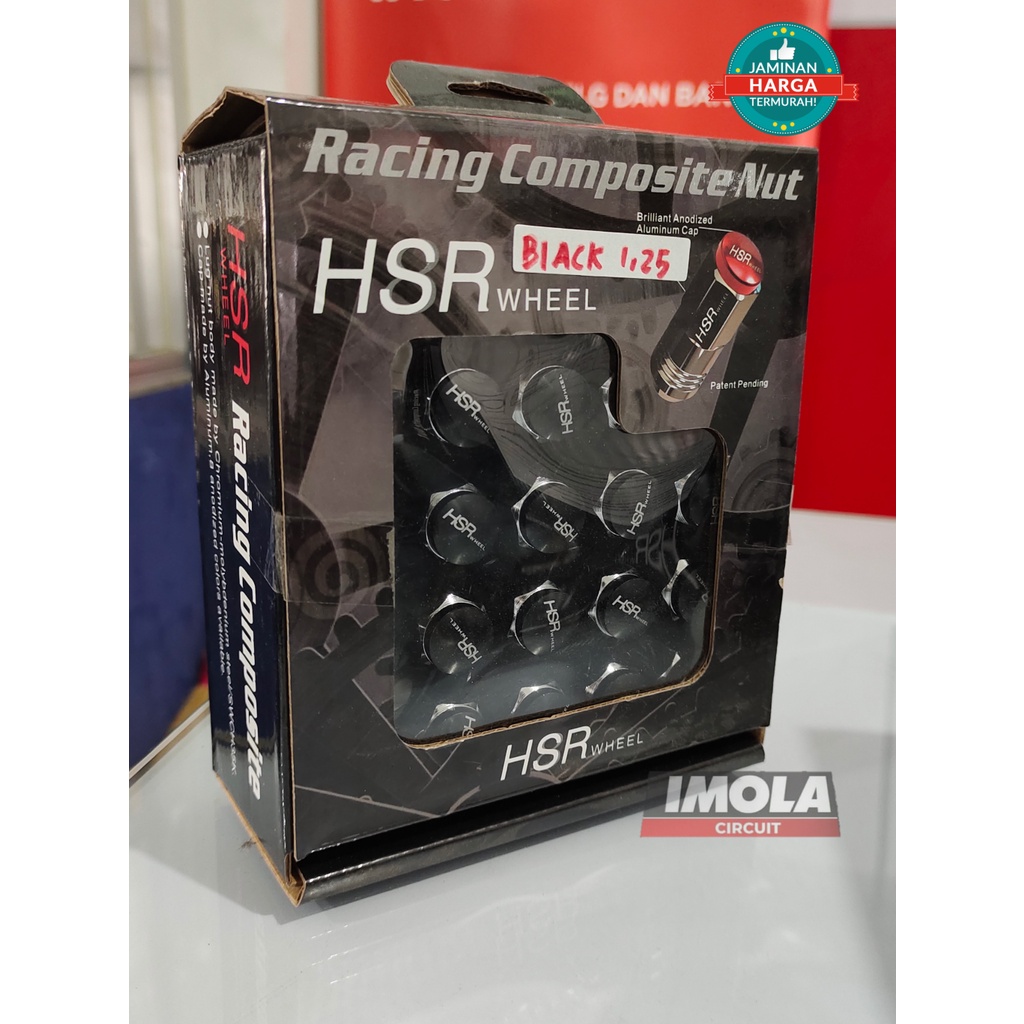 LUGNUT Original HSR Hitam Mobil NISSAN SUZUKI MAZDA Ukuran 1,25mm Baut Roda Mur Racing Black
