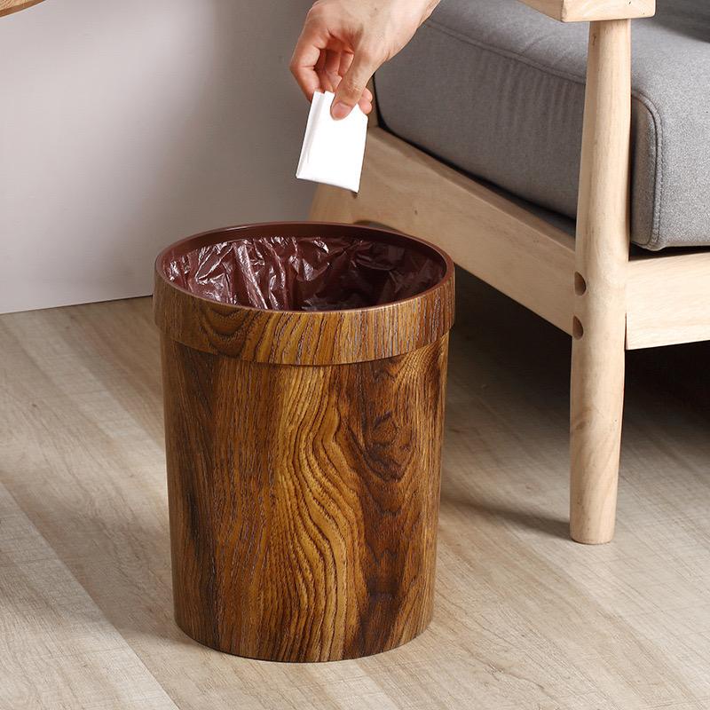 Tong Sampah Cantik Motif Kayu Tempat Sampah Retro Trash Can Living Room