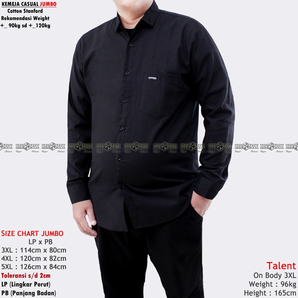 MY MAN Original Kemeja Polos lengan panjang jumbo kemeja pria warna Hijau Army big size art seri MY235