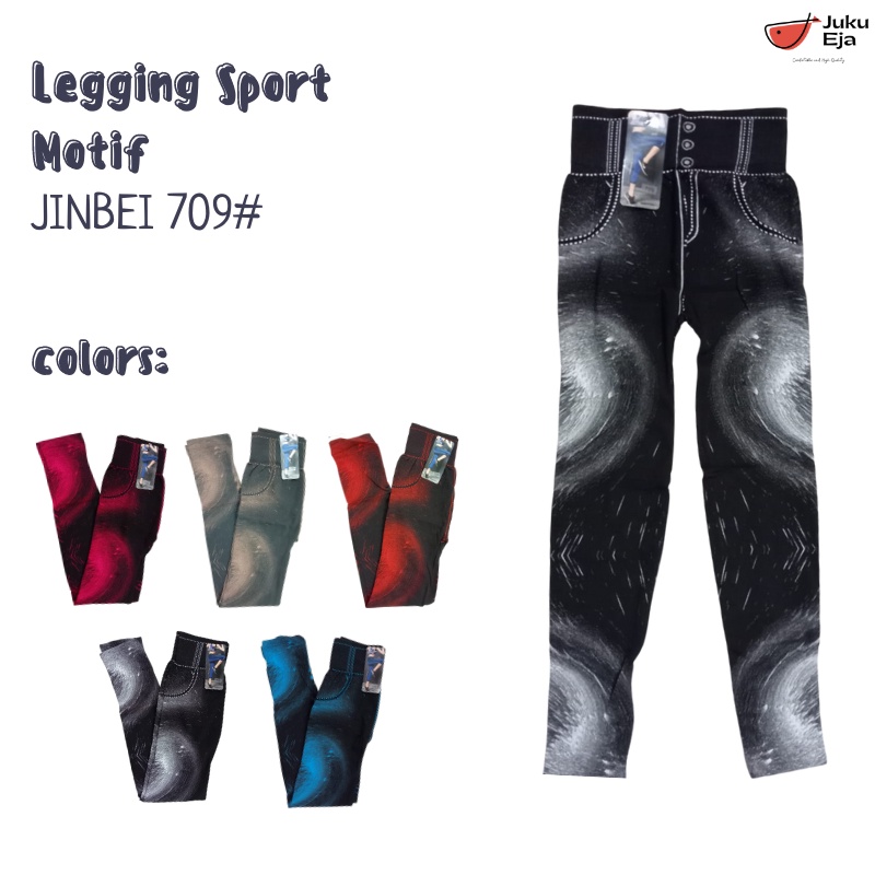 Jinbei Legging Sport Panjang Motif 711 / 709 Bahan Rajut Seamless - Celana Olahraga