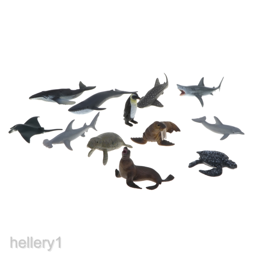12pcs Mainan Model Hewan Laut Ikan Hiu Paus Manta Ray 12pcs Mainan Model Hewan Laut Ikan Hiu Paus Manta Ray