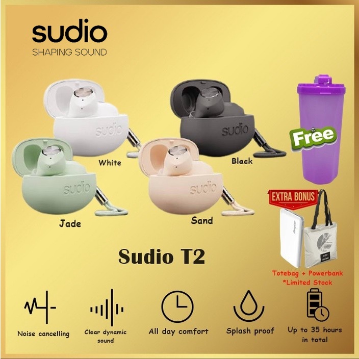 Sudio T2 Active Noise Cancellation Comfort Fit Earphone ANC TWS