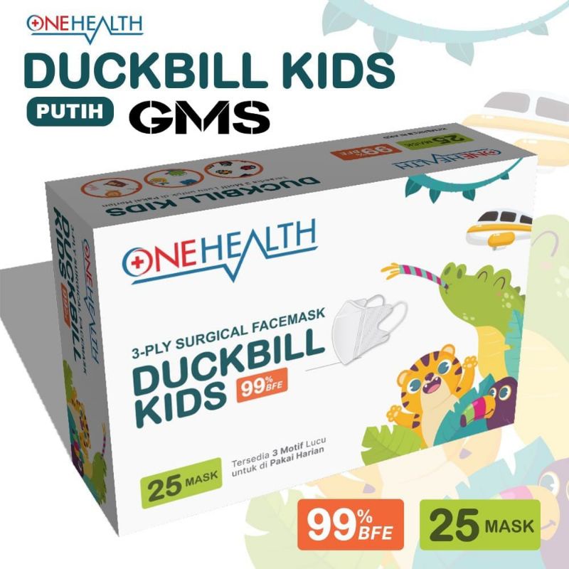 Masker Duckbill Anak Medis Onehealth Per Box isi 25 Pcs / Surgical Facemask Duckbill Kids