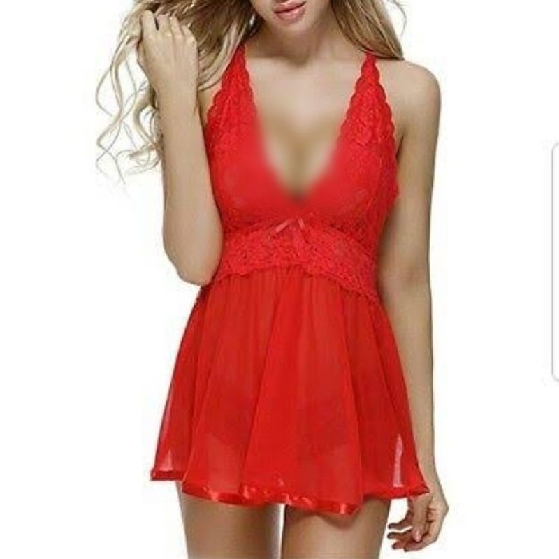 Mini Dress Sexy Halter Backless Model Tutu Brokat Renda Pita Ukuran L XL