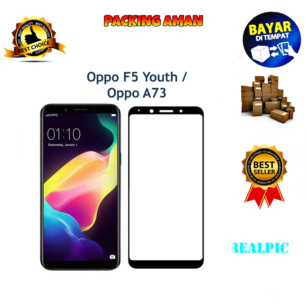 Tempered Glass Oppo F5 Youth Oppo A73 2017 Full Cover / Full Screen Protector Anti Gores