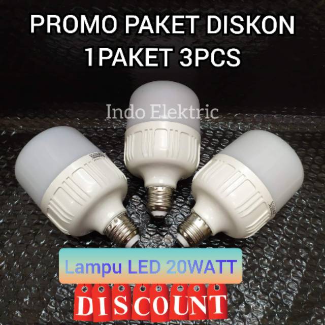 MURAHHH (1PAKET 3PCS) LAMPU LED KAPSUL 20WATT PUTIH SUPER TERAN, TAHAN LAMA,EKONOMIS, HEMAT ENERGY