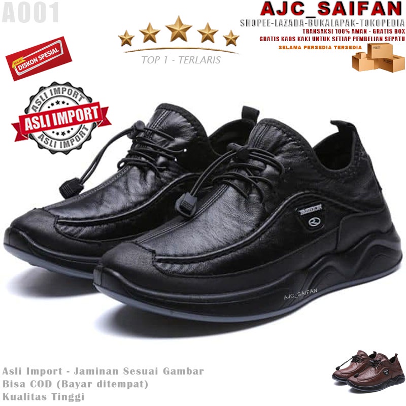 ⭐⭐⭐⭐⭐ Promo Sepatu Kulit Kasual Sport Model Baru Pria Dewasa Asli Import A001