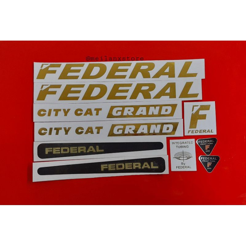 Stiker Sepeda Federal city cat Grand gold crome