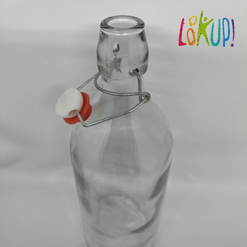 BOTOL KACA JEPIT tutup  merah / SWING BOTTLE RED