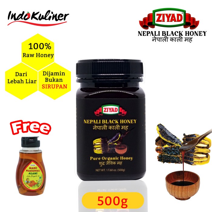 

(BISA COD) Ziyad Nepali Black Honey Madu Hitam Nepal 500 Gram ASLI By Indokuliner