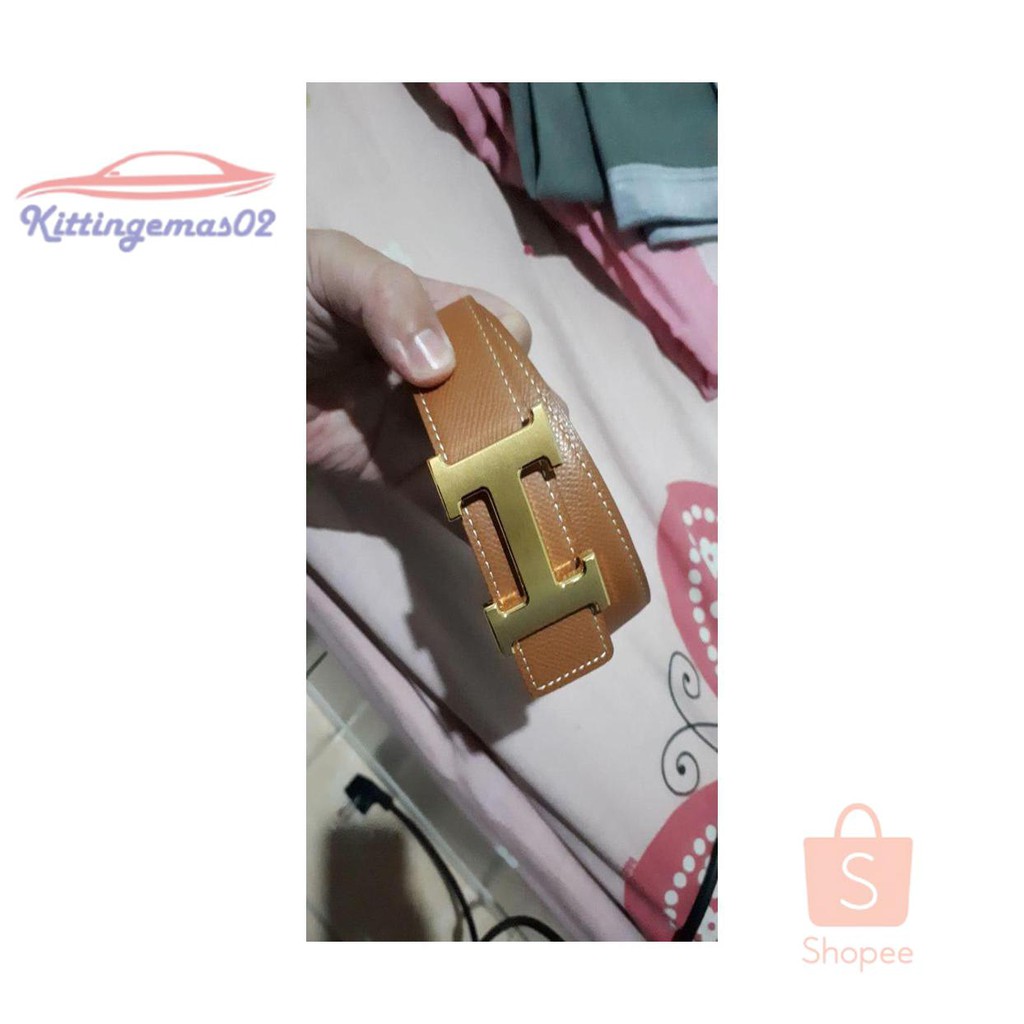 IKAT PINGGANG PRIA GESPER SABUK KTG2I1991 HERMES ORI WARNA COKLAT