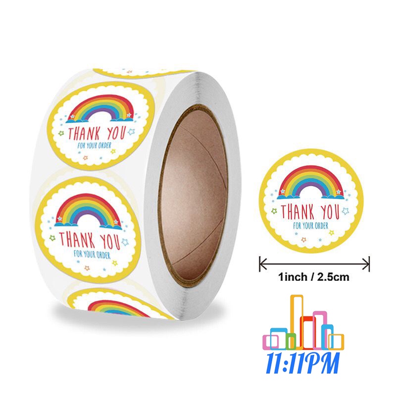 Stiker Terima Kasih / Sticker Thank you 500 Pcs / 1 Roll-Pelangi