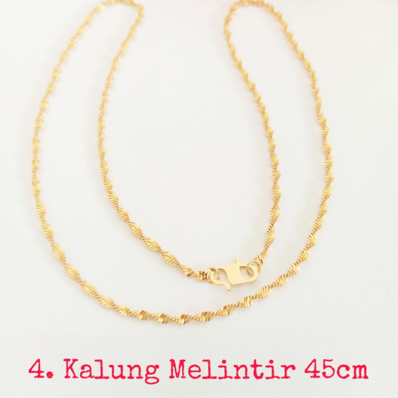 Kalung melintir gold bahan titanium pria/wanita 45cm