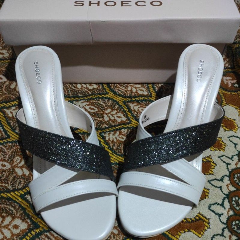 New sandal pesta hak tinggi wanita heels silang glitter putih
