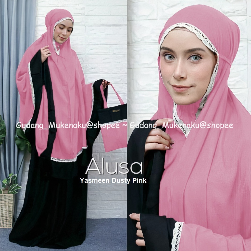 Gudang_mukenaku Mukena Anak Tanggung 14-17 Tahun yasmeen Alusa Renda Import Original bBahan Katun