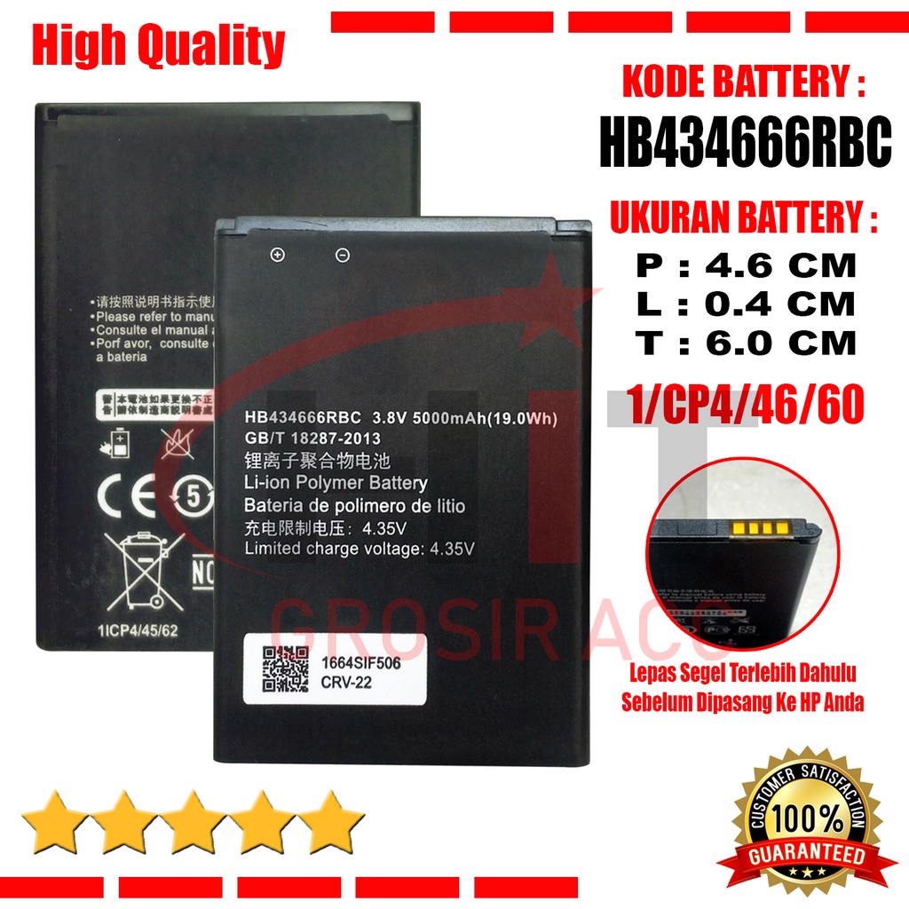 Baterai Battery For Huawei Bolt Slim 2 E5577 E5573 Kode HB434666RBC