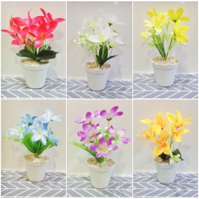 bunga plastik artificial tanaman hias bunga Lily bunga plastik dekorasi pot bunga