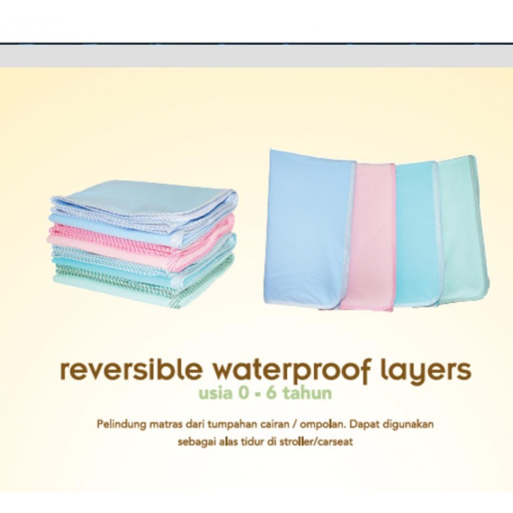 Babybee Perlak Alas Ompol Bayi Reversible Waterproof Layer - Stripe (Tersedia Pilihan Warna)