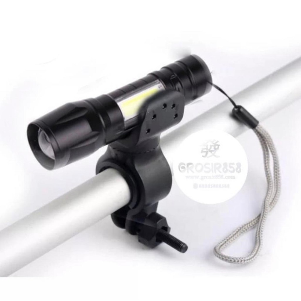 Senter Swat / Senter Lampu Mini USB Led Rechargeable Zoom COB + GRATIS Bracket Lampu Sepeda