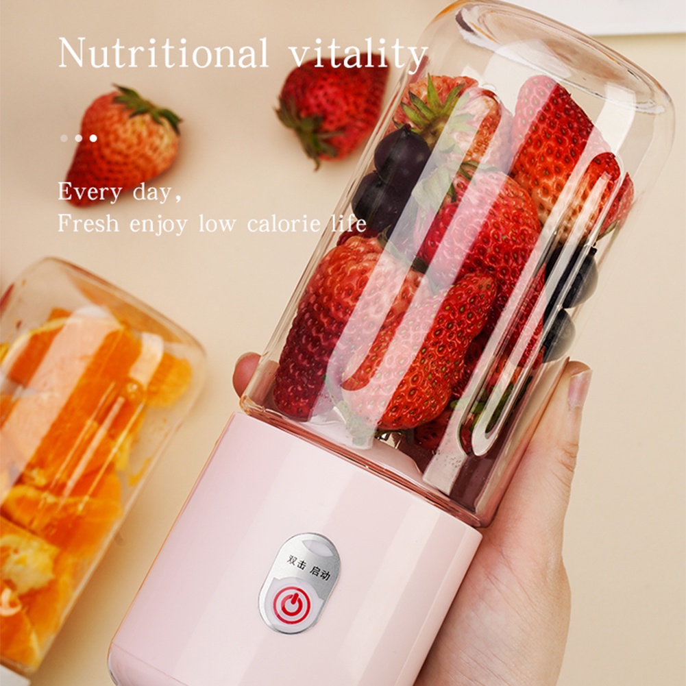 810PK Portable Blender/Juicer USB 500ML Mini Juicer Multifungsi 4 Pisau Kaca Tebal