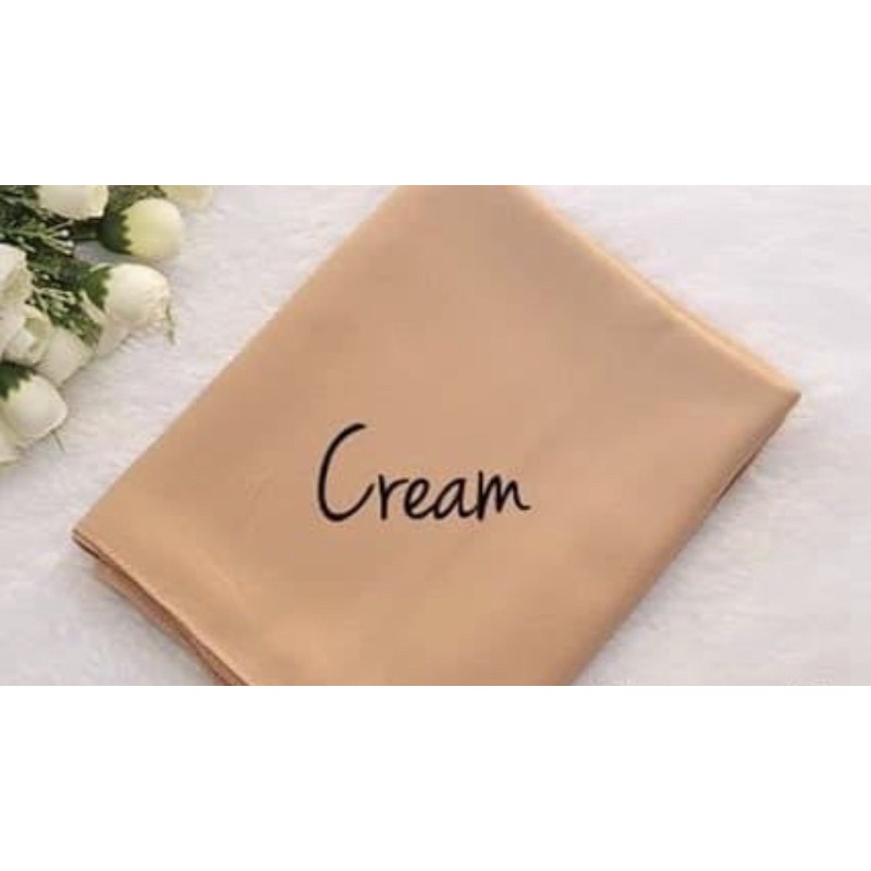 Hijab Instant Diamond Pashmina Tali Panjang Tepi Jahit-Cream