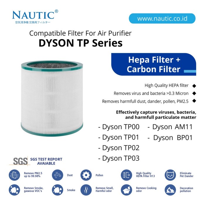 Replacement Filter HEPA untuk Dyson Pure Cool Link TP00 TP01 TP03 TP02