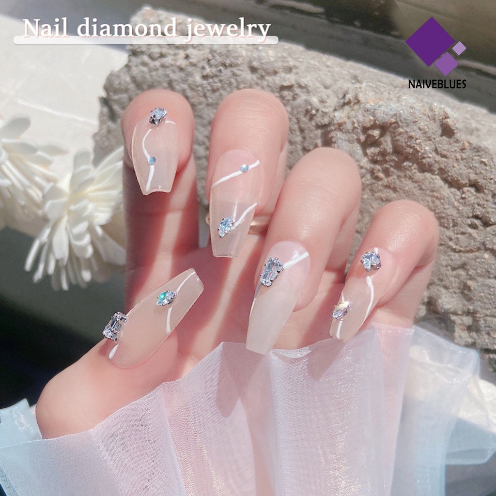 Naiveblue 20Pcs / Kotak Berlian Imitasi Cubic Zirconia Glitter Dekorasi Nail Art / Manicure Wanita