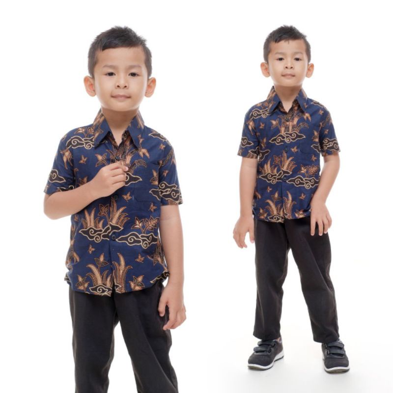 Batik couple ayah dan anak/Batik couple/Batik anak usia 2-12tahun Batik jumbo/kemeja batik pria warna biru navy