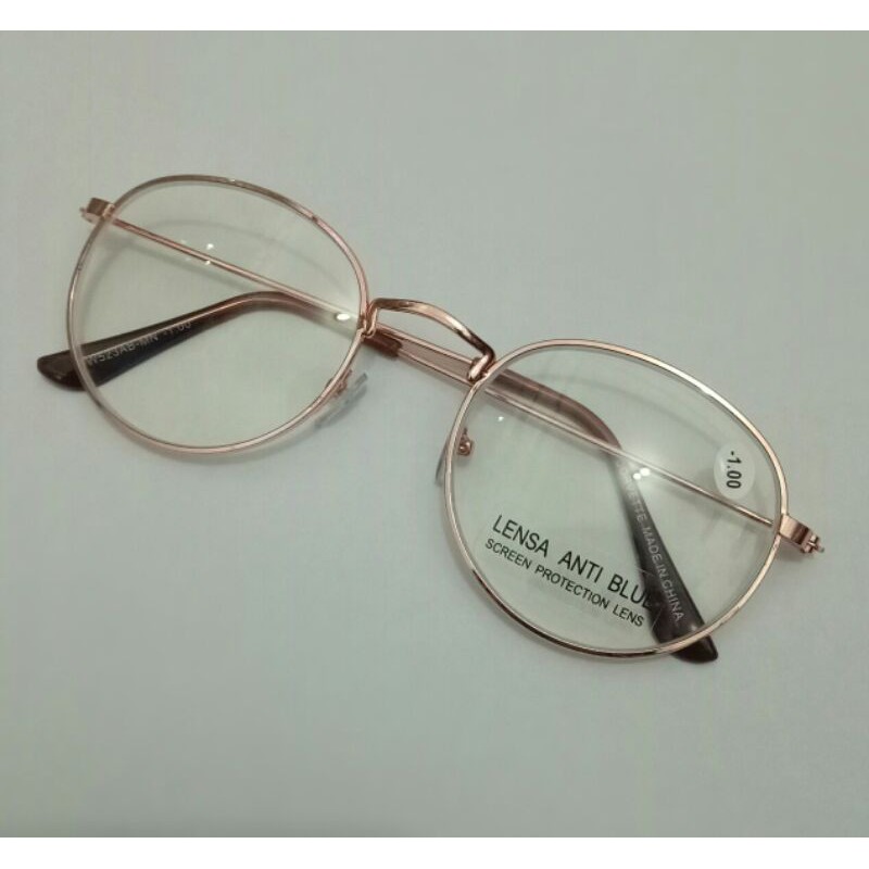 Kacamata Minus Antiradiasi Model Oval Terbaru  Warna Gold DW523B-MN