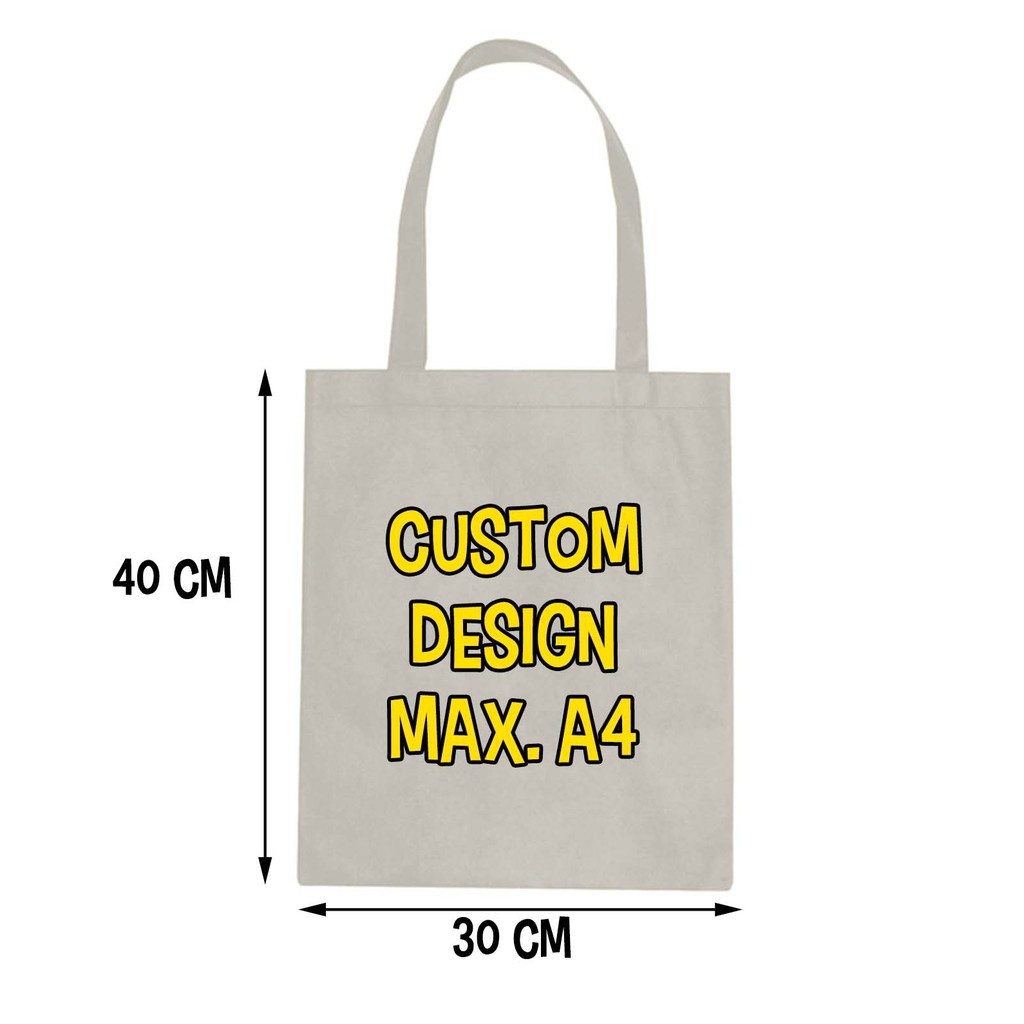 [ custom satuan ] tas blacu totebag belanja besar 30 x 40 cm custom full printing design suka-suka