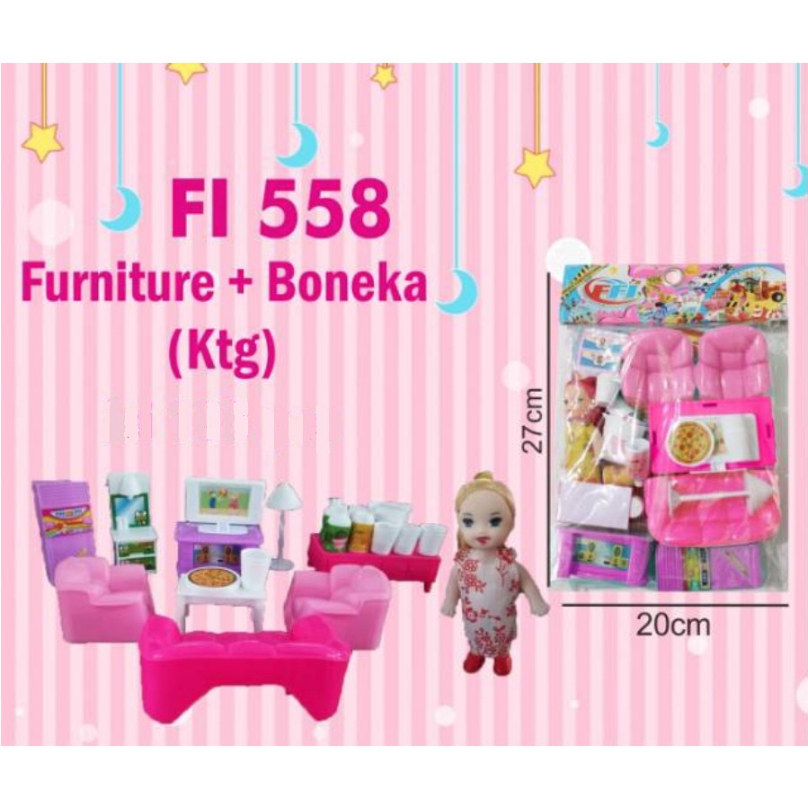 FURNITUR dan BONEKA FI 558 - Mainan Anak Furniture Rumah plus Boneka