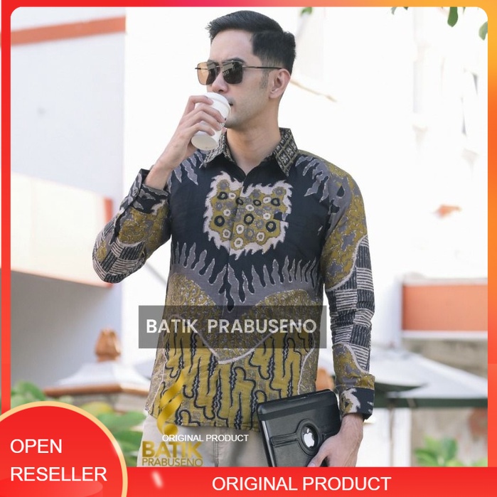 Batik Pria Prabuseno Original Motif KUNTO AJI Kemeja Batik Pria Lengan Panjang Slim Fit Hem Batik Sl