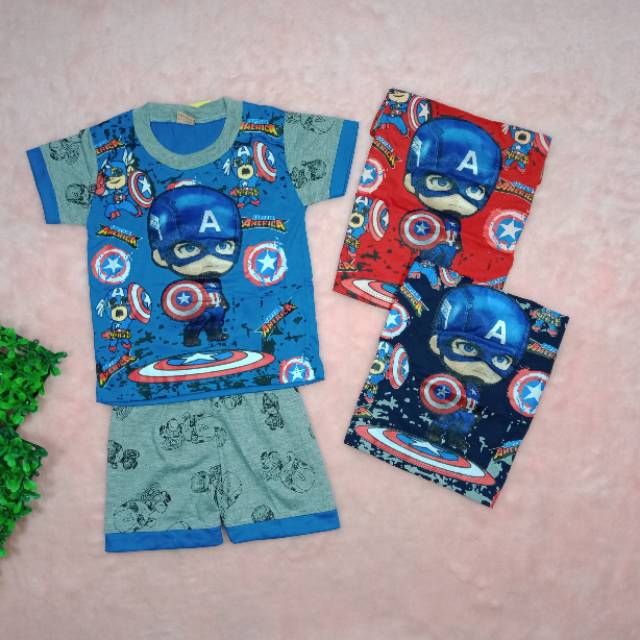 Ss#308 Setelan Anak Laki laki Gambar Superhero size 7-9tahun / Baju LED Nyala / Setelan Anak Cowok