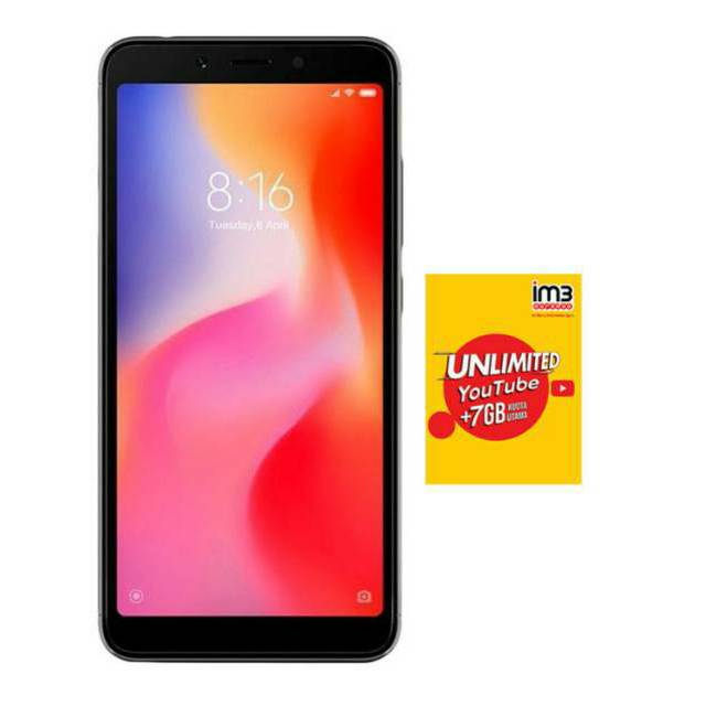 Xiaomi Redmi 6A (16 GB/2GB) + bundling IM3 7GB unlimited youtube & apps