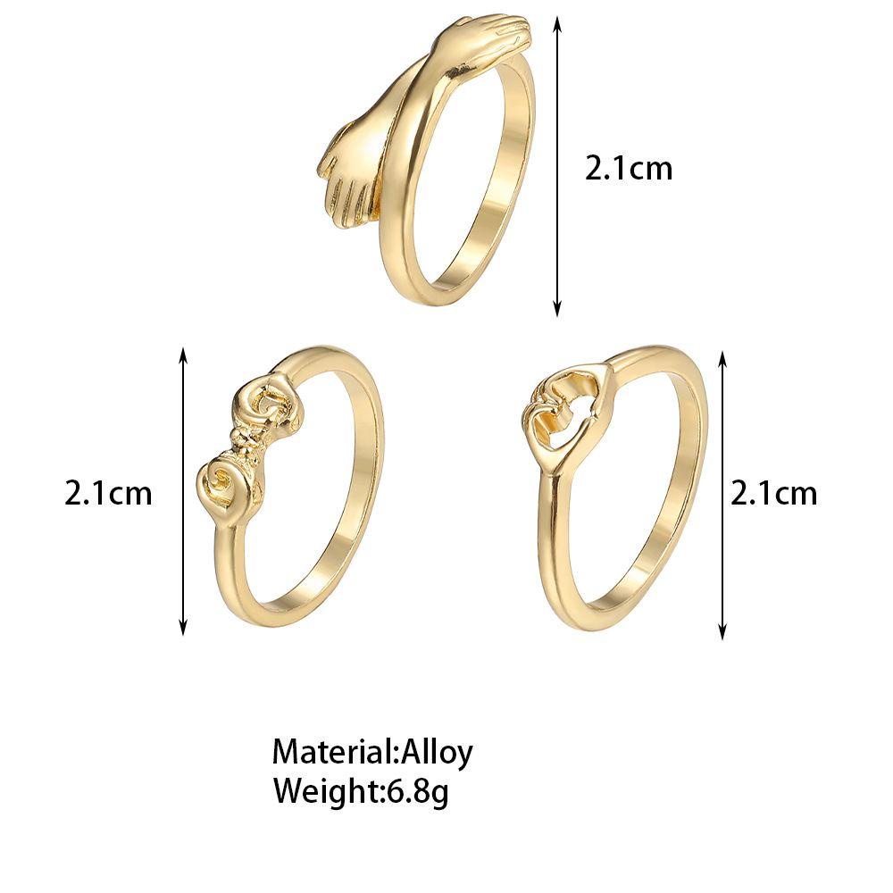 Lily Knuckle Rings Set Wanita Punk Berongga Logam BOHO Midi Rings