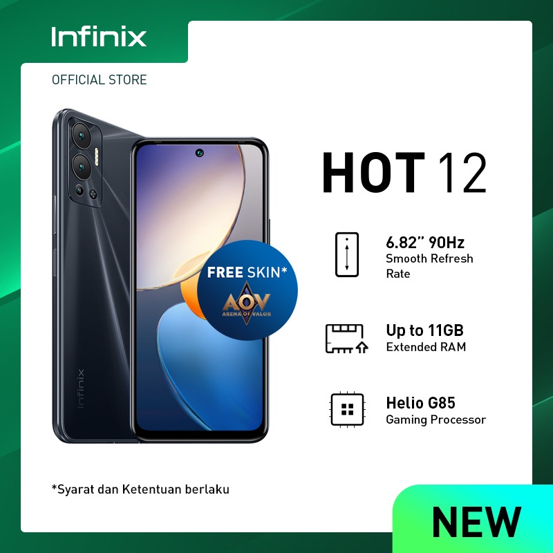 Infinix Hot 12 6/128GB ? Up to 11GB Extended RAM ? 6.82? 90Hz Rapid Refresh Rate Display ? Helio G85