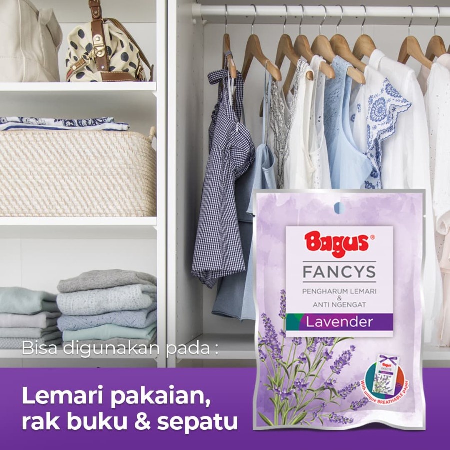 Triple Pack Bagus Fancys Lavender Kamper Lemari Baju Rak Buku Sepatu