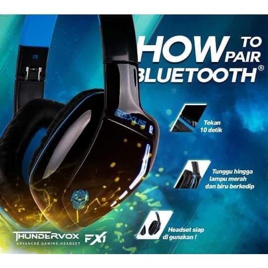 Headset Gaming Rexus FX1 Bluetooth Wireless