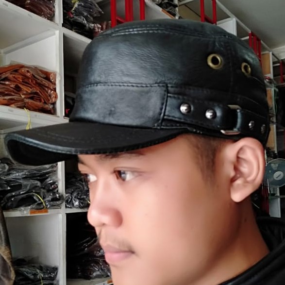 Topi Kulit Domba asli 100%Ori Qualitas Terbaik //Topi Kulit HD Pria Terlaris