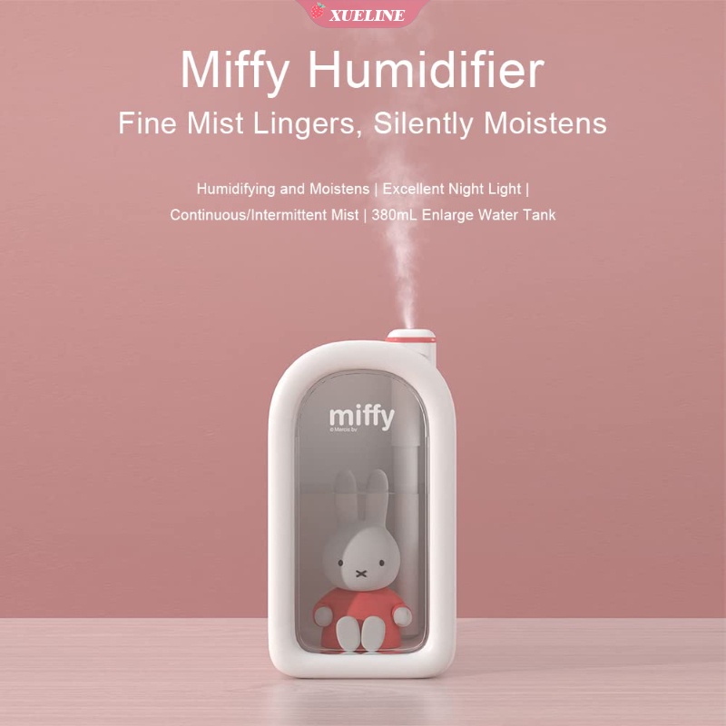Miffy X MIPOW 380ml Humidifier Pelembab Udara Aromaterapi Essential Oil Motif Kartun Lucu Dengan Lampu LED