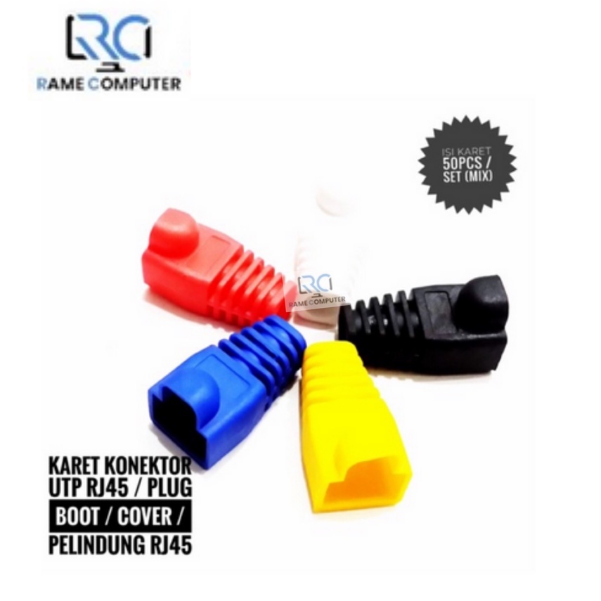 KARET PELINDUNG RJ45 / PLUG BOOT / COVER / KONEKTOR JACK RJ STP / UTP JUAL PER BIJI