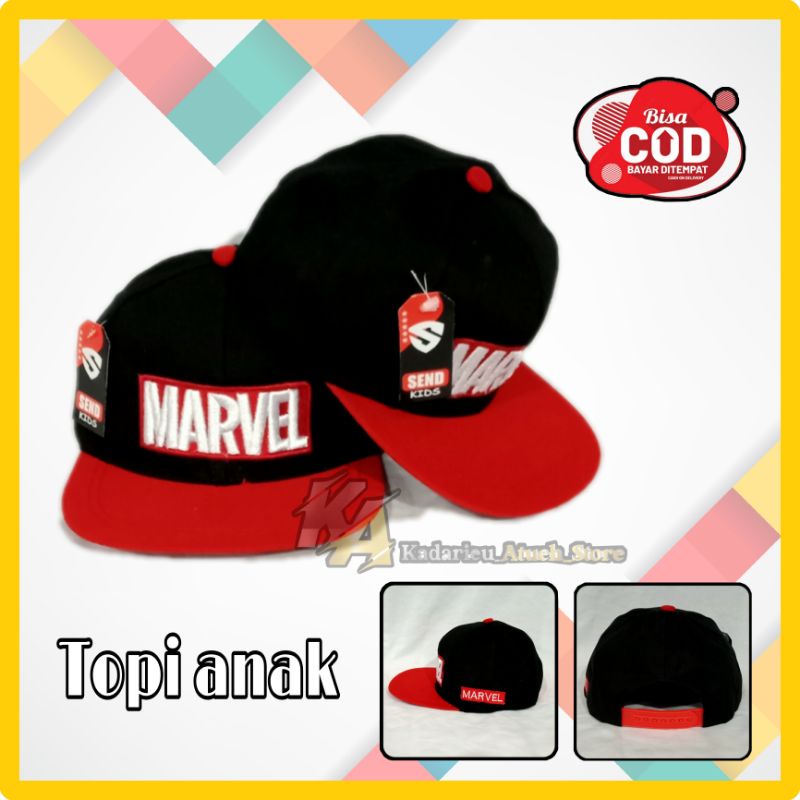 topi snapback hiphop anak bordir marvel kualitas distro / topi anak laki laki TK SD