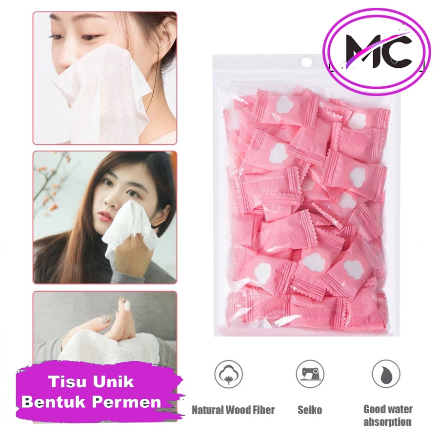 Handuk Mini Tissue Portable Travelling Travel Model Permen Magic Kompress Towel Murah Praktis