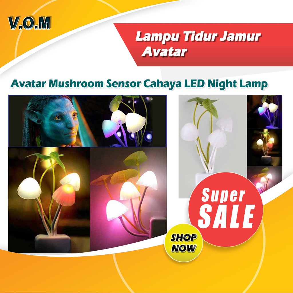 VOM Lampu Tidur Jamur Avatar Mushroom Sensor Cahaya LED Night Lamp 0615