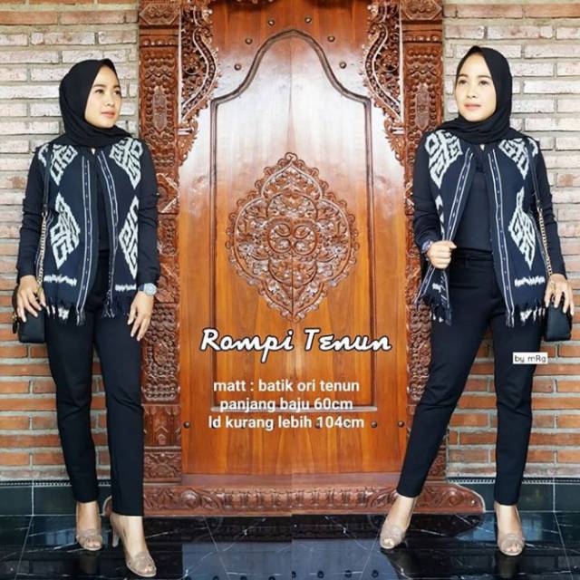 Rompi tenun motif toraja black A1