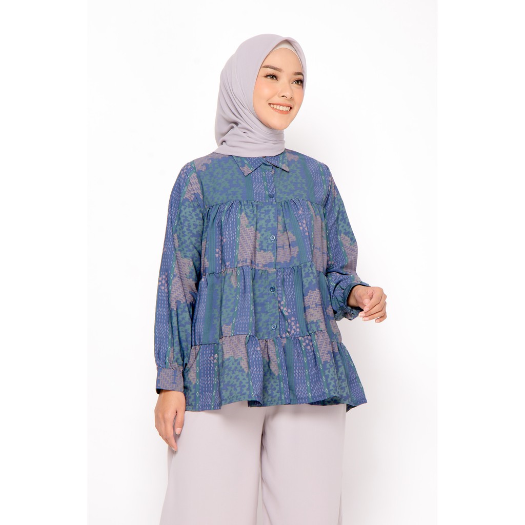 Jual ZM Zaskia Mecca - Diah Navy Blouse - Jelita Indonesia - Edisi